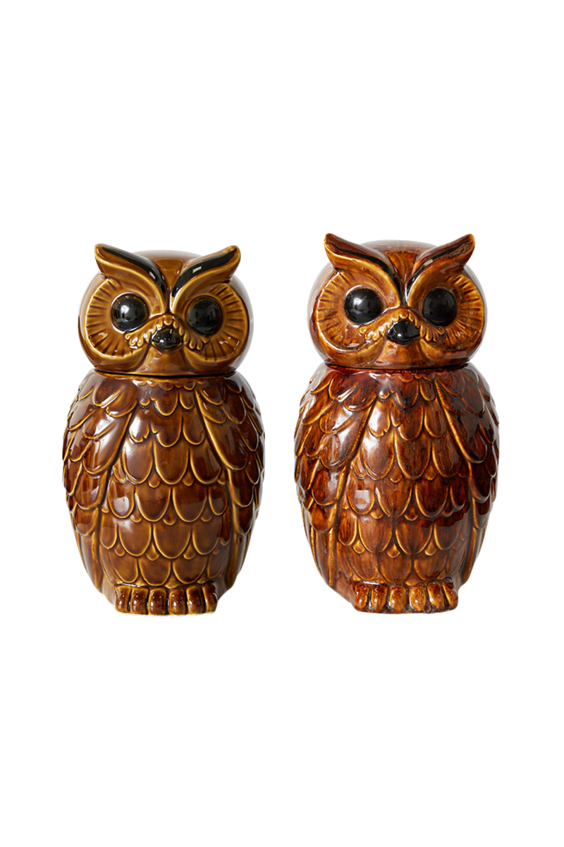 HKLIVING ® | Ceramic Roasted Brown Owl Jar