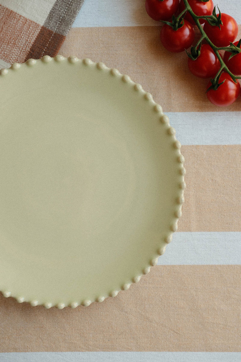 Stoneware Hay Yellow Green Bobble Lunch Plate