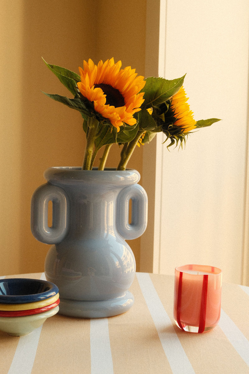 Pale Blue Greek Amphora Stoneware Vase