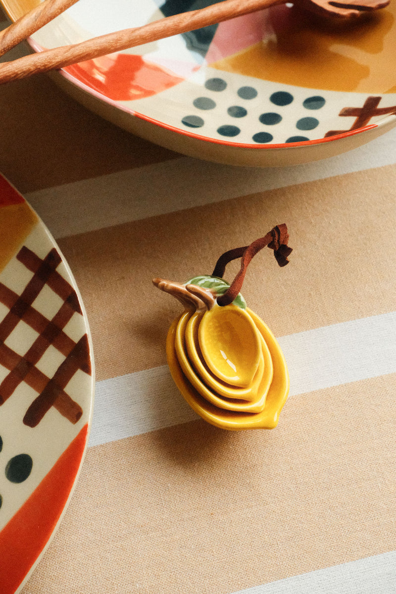 Set of Four Ceramic Lemon Measuring Spoons