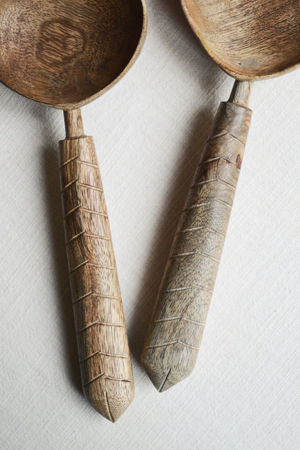 Set of Two Mango Wood Salad Serving Set