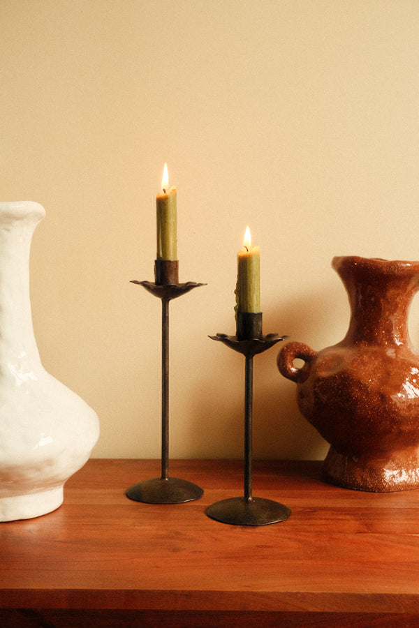 Daisy Black Iron Candle Holder - Two Sizes Available