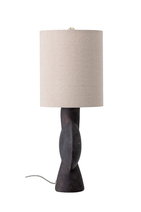 Brown Terracotta Lamp with Linen Shade