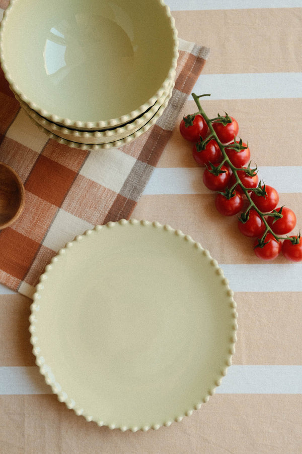 Stoneware Hay Yellow Green Bobble Lunch Plate