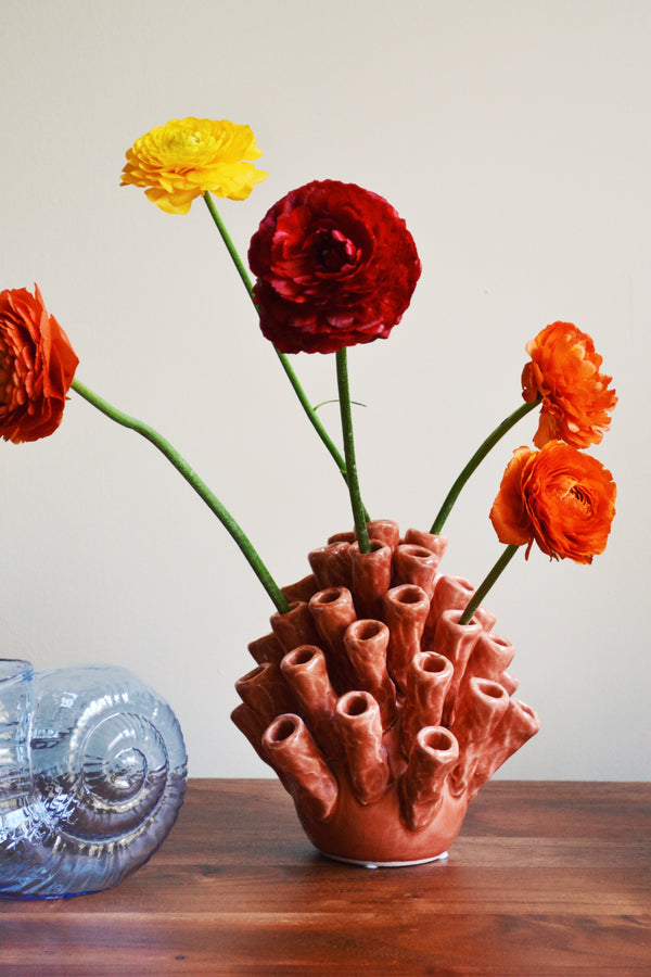 Orange Stoneware Coral Figure