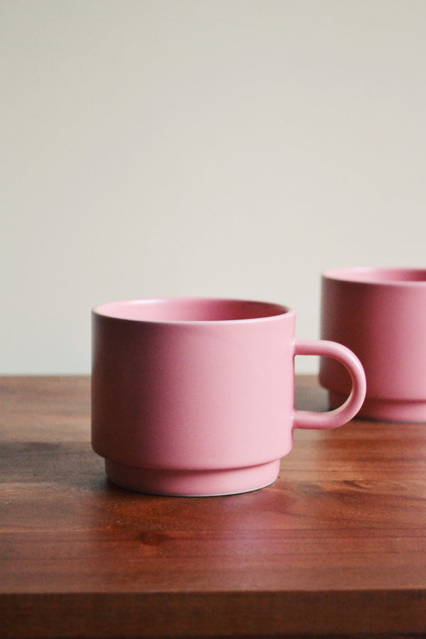 Set of Two Stackable Mugs - Matt Dusty Pink