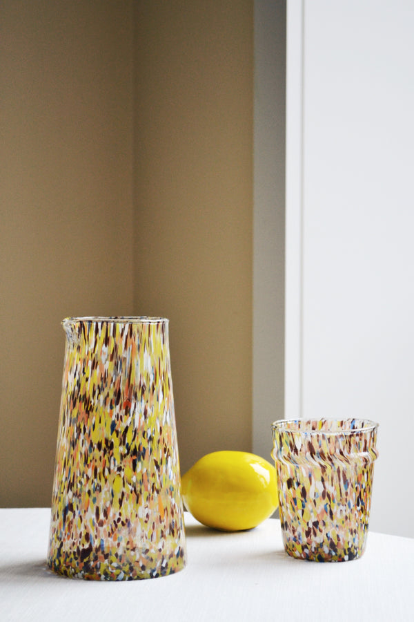 Yellow and Orange Speckled Jug