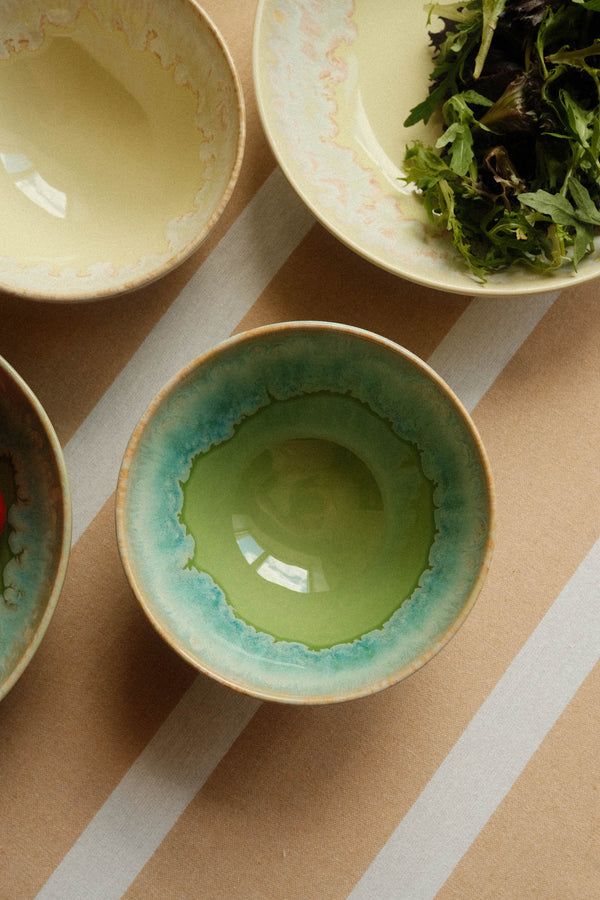 Lime Green Drip Glaze Stoneware Cereal Soup Bowl