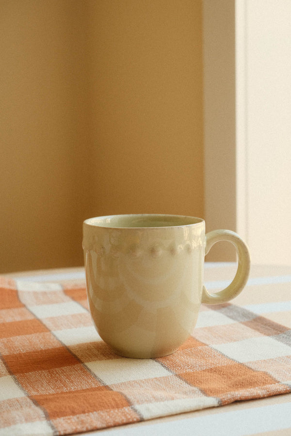 Stoneware Hay Yellow Green Bobble Design Mug