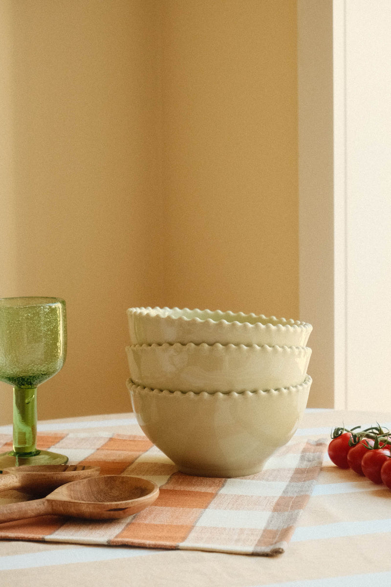 Stoneware Hay Yellow Green Bobble Bowl