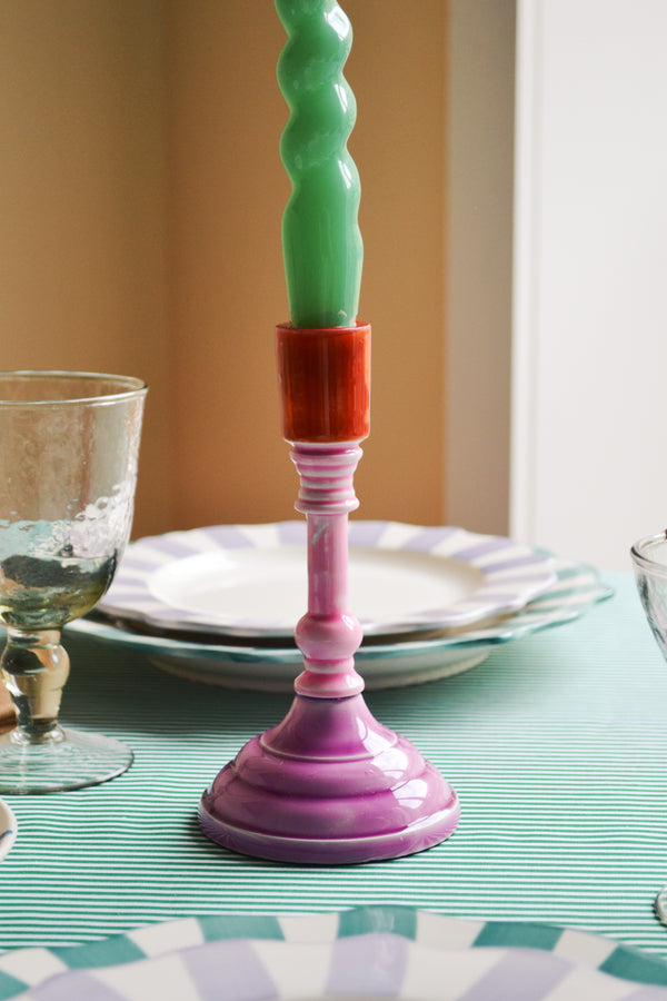 Orange and Purple Enamel Candle Holder