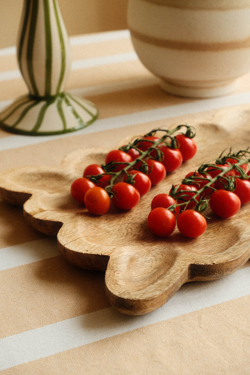 Scalloped Mango Wood Serving Decorative Tray