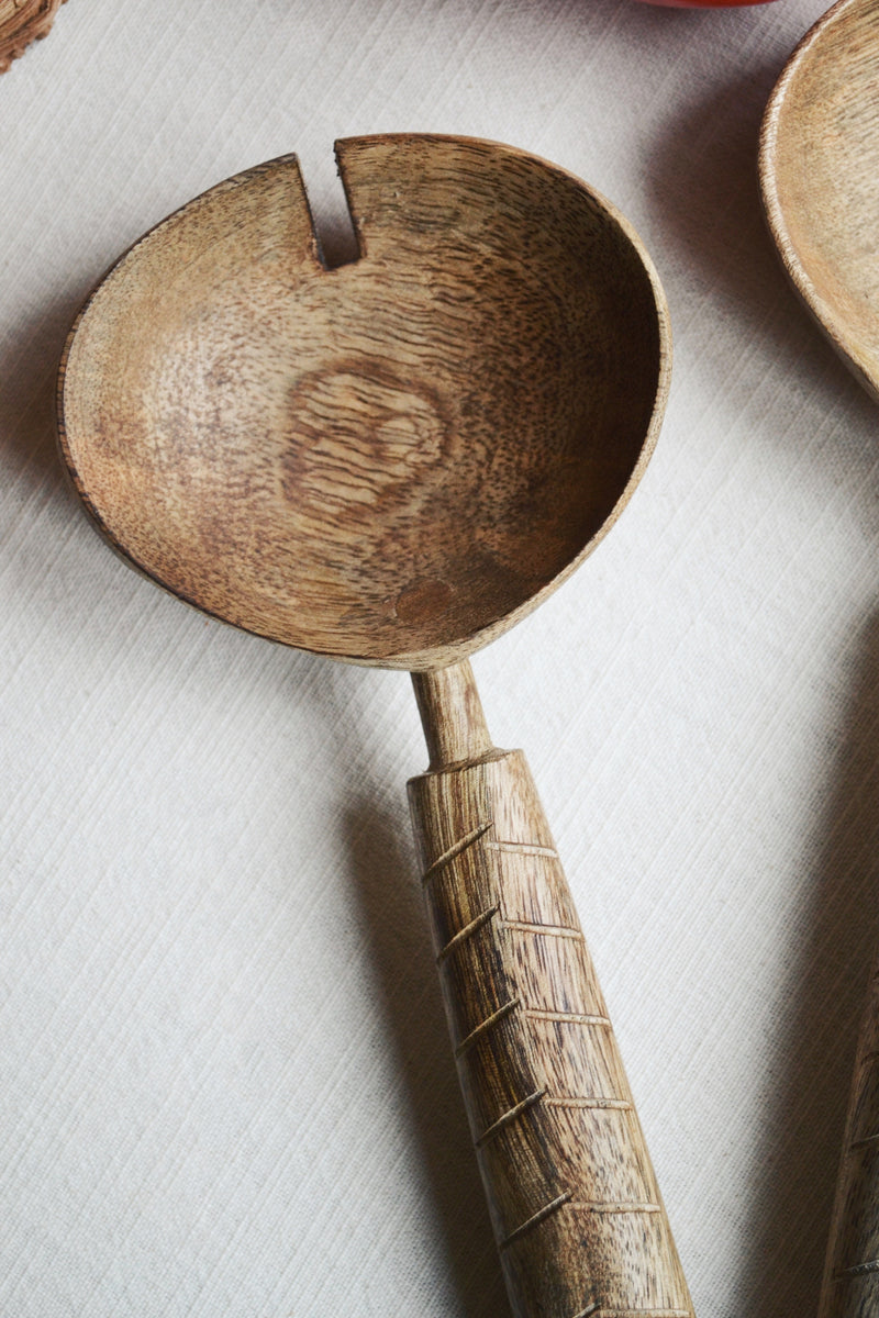 Set of Two Mango Wood Salad Serving Set