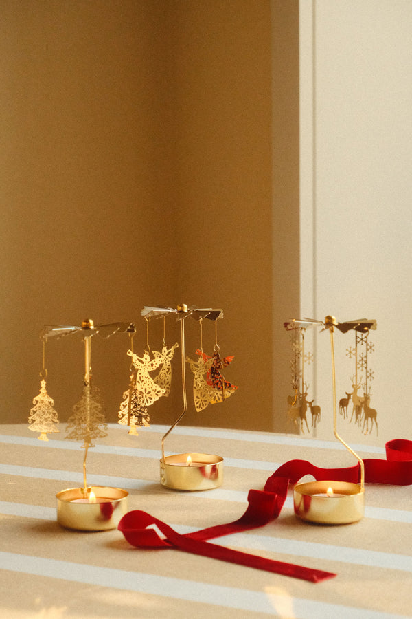Gold Christmas Tree Tea Light Spinner