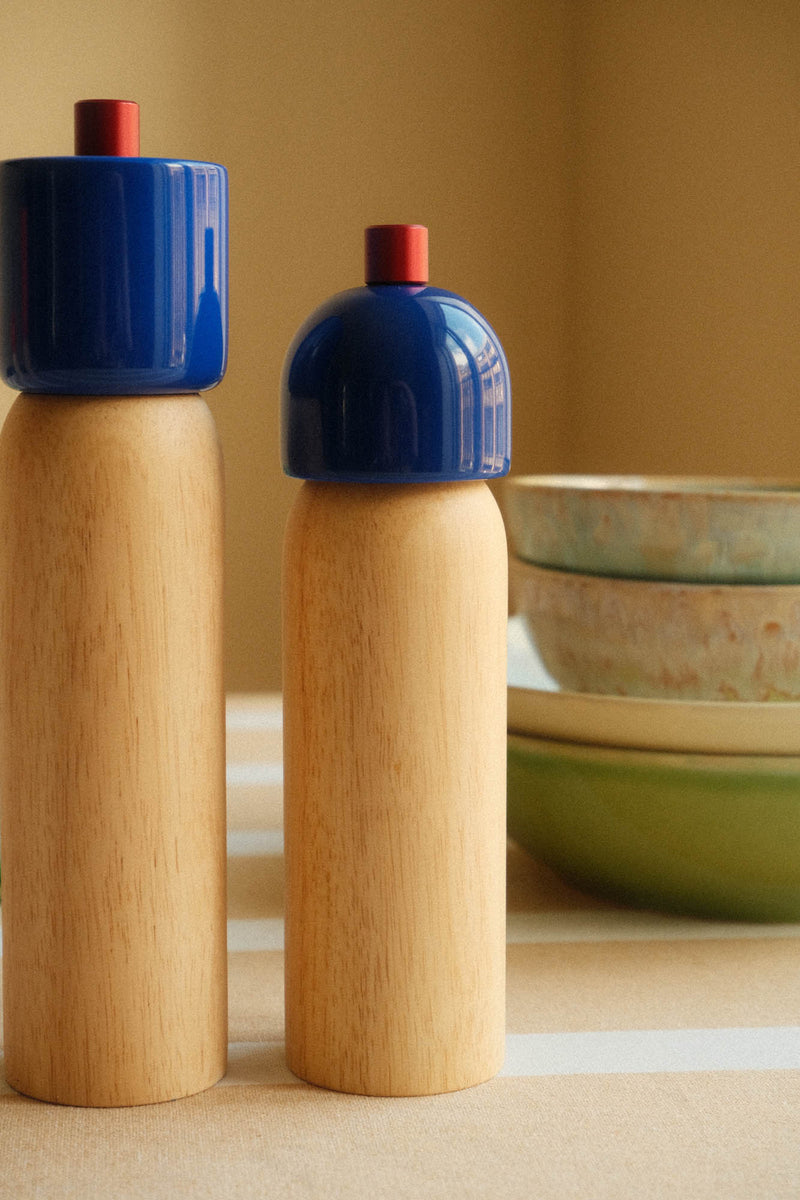 Salt and Pepper Grinder - Navy and Red - Two Sizes Available