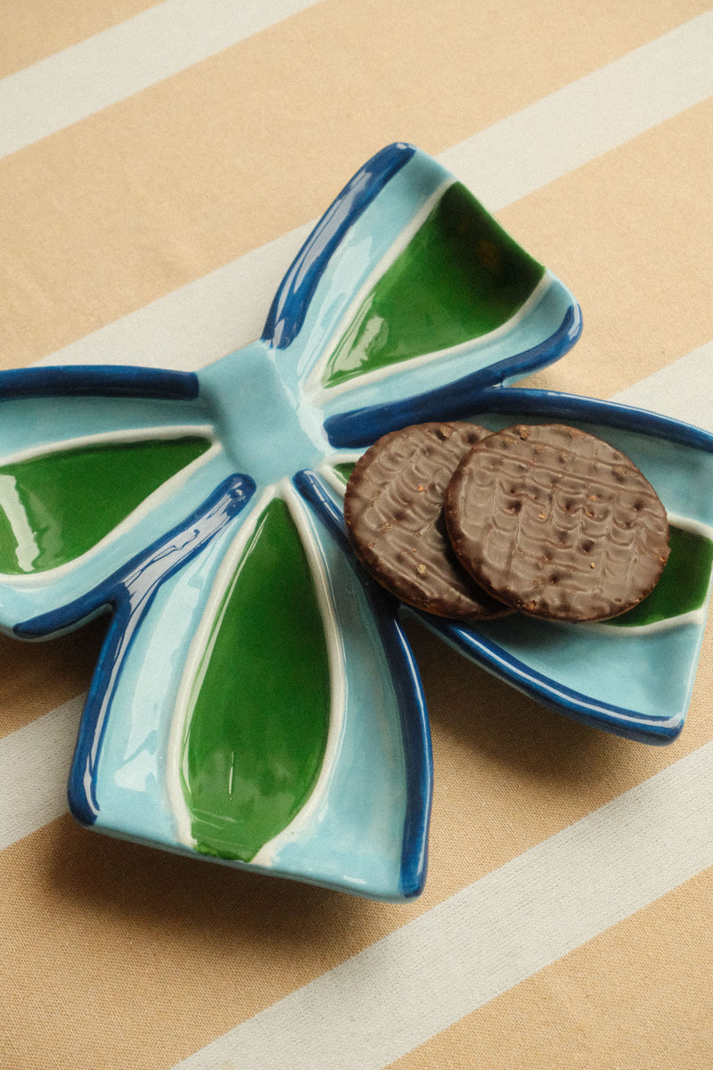 Blue and Green Bow Plate