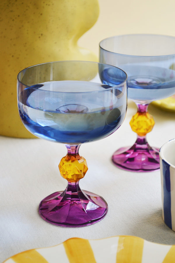 Set of Two Purple and Yellow Cocktail Glasses - Bliss