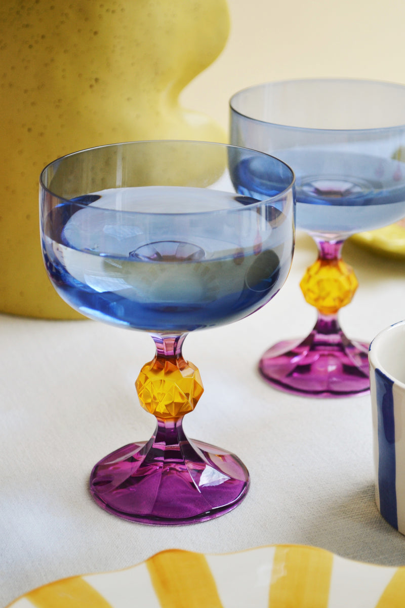 Set of Two Purple and Yellow Cocktail Glasses - Bliss