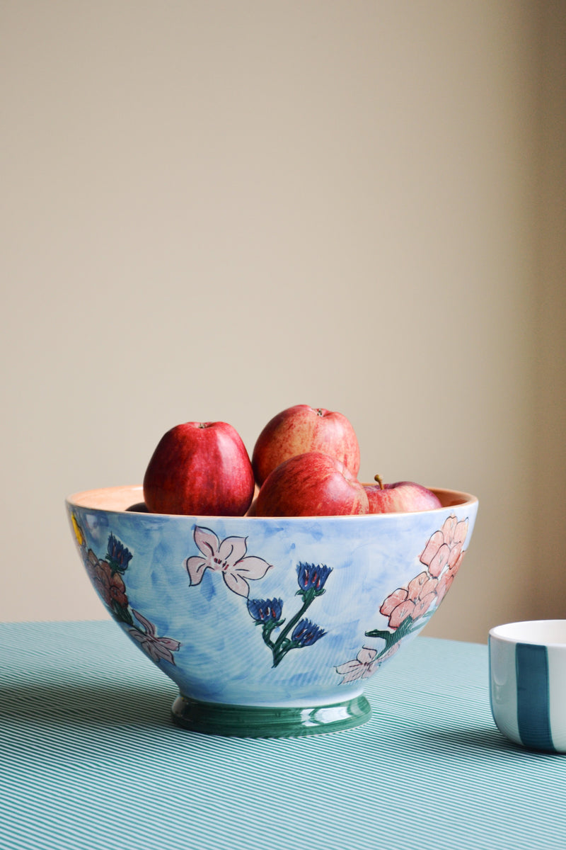 Large Floral Bouquet Ceramic Bowl