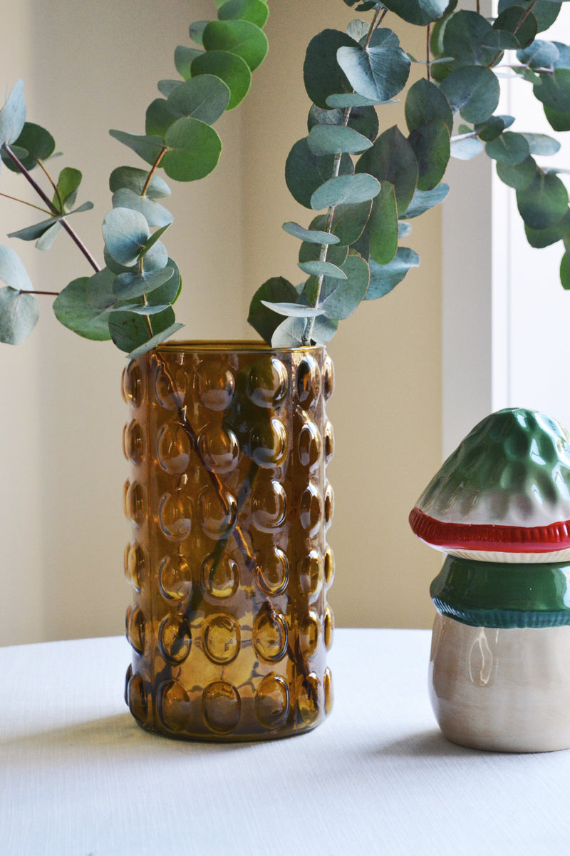 Amber Glass Bobble Vase