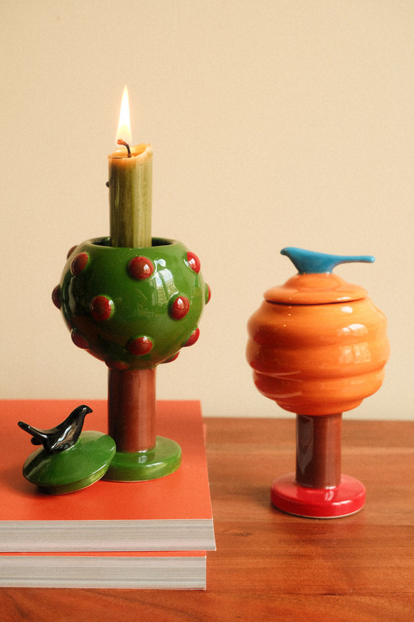 Hal Haines /  &k Amsterdam | Orange Bird In Autumn Tree Candle Holder