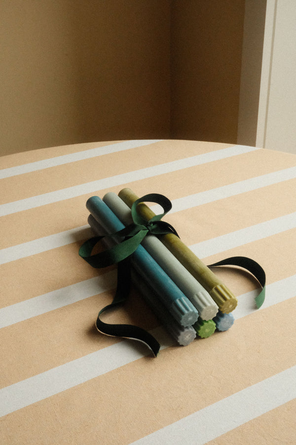 Set of Six Mixed Set Cool Rainbow Eco Dinner Candle