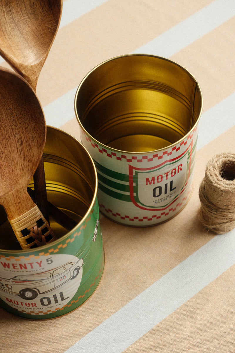 Set of Two Storage Tins - Motor Oil