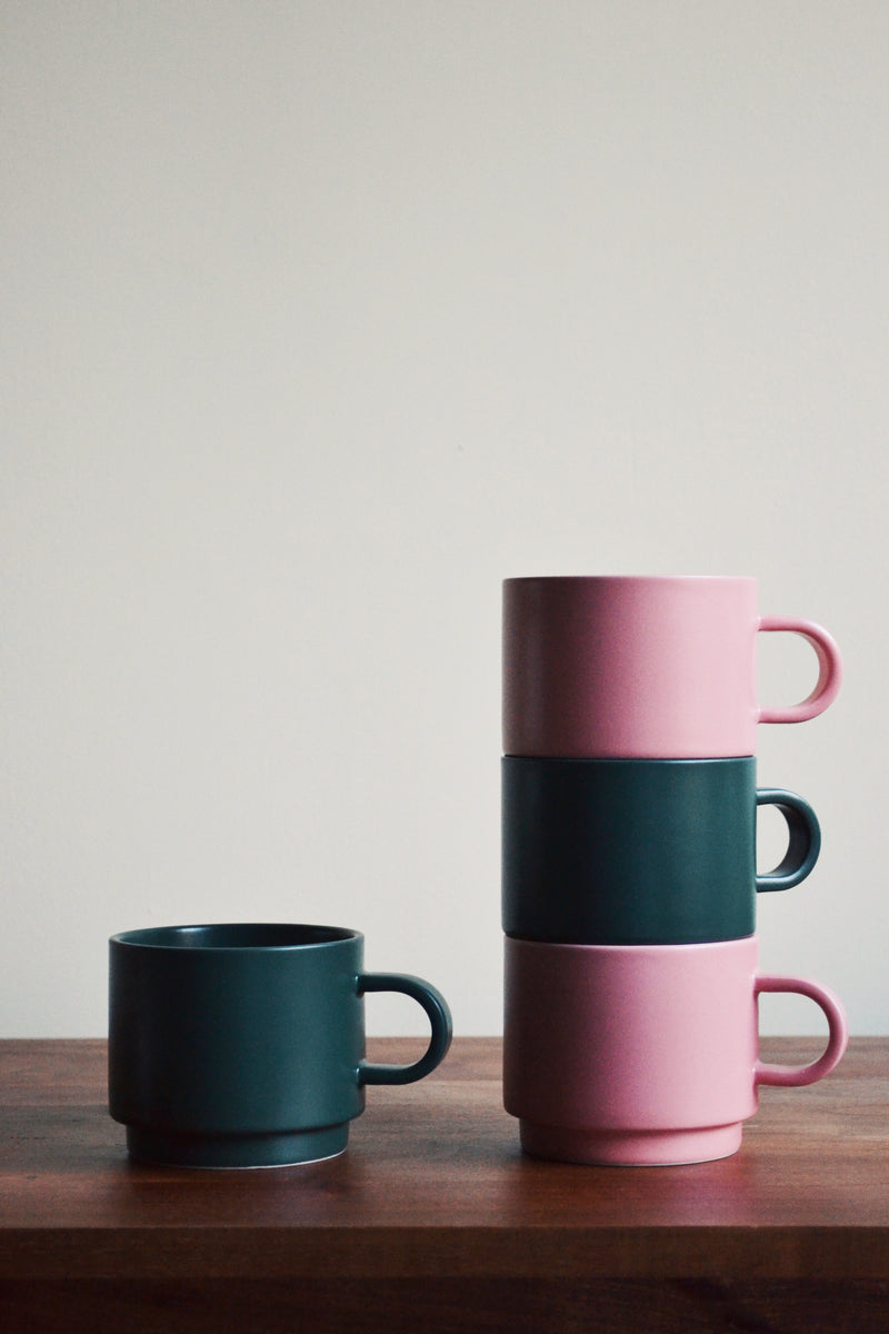 Set of Two Stackable Mugs - Matt Dusty Pink