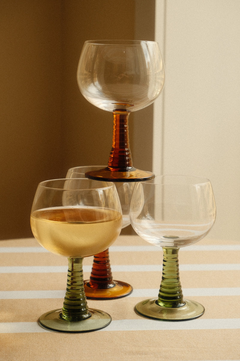Set of Two Retro Roemer Glasses - Amber