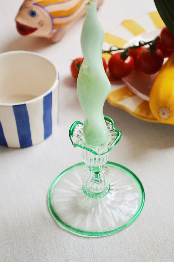 Jane Glass Candle Holder - Green