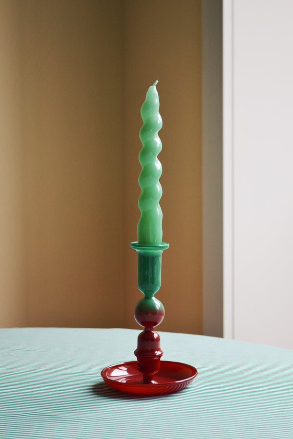 Red & Green Ombre Glass Candle Holder