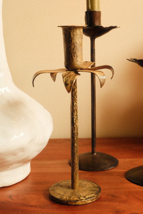 Gold Daffodil Iron Candle Holder - Two Sizes Available