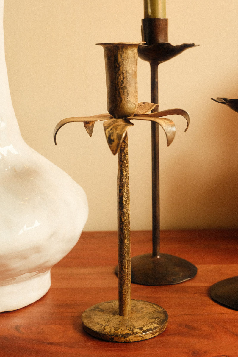 Gold Daffodil Iron Candle Holder - Two Sizes Available