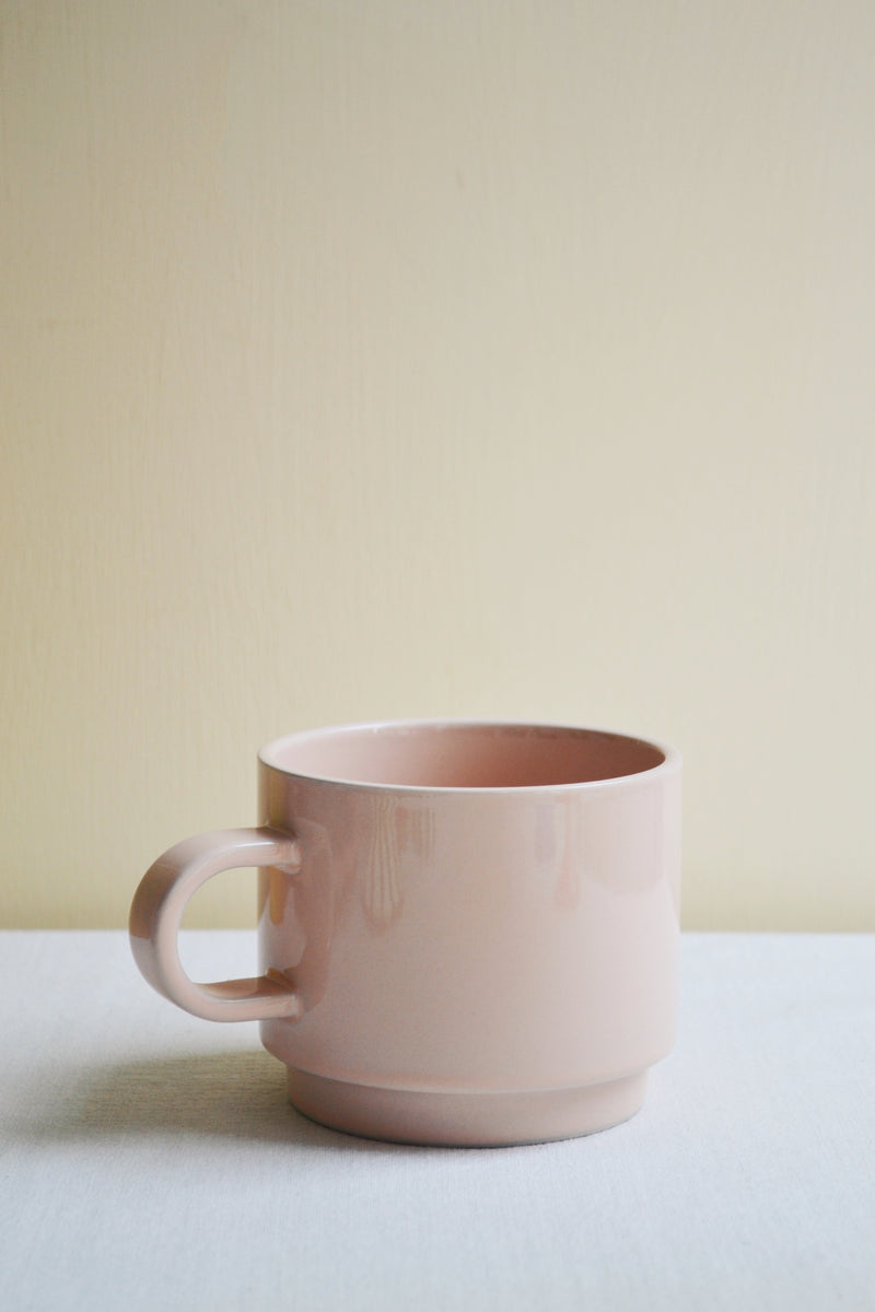 Set of Two Stackable Mugs - Glossy Soft Pink