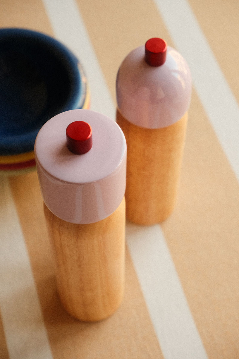 Salt and Pepper Grinder - Lilac and Red - Two Sizes Available