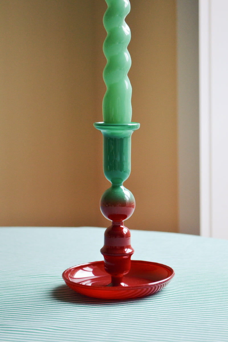 Red & Green Ombre Glass Candle Holder