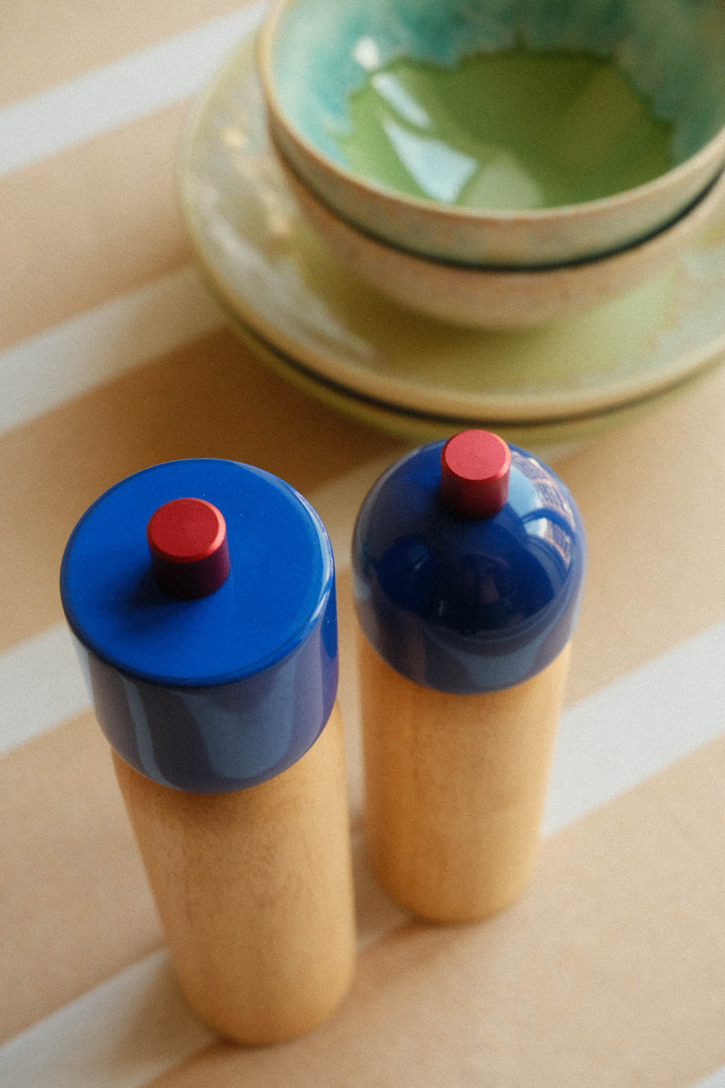 Salt and Pepper Grinder - Navy and Red - Two Sizes Available