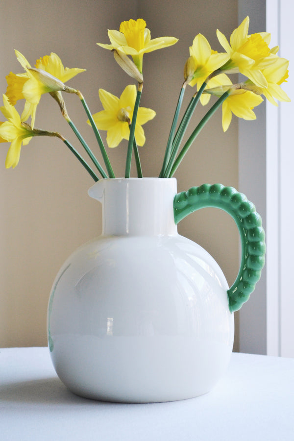 Off White Jug with Green Bobble Handle