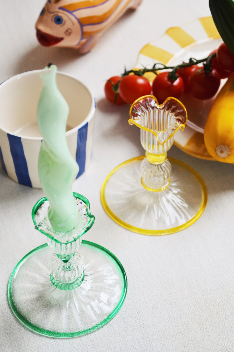 Jane Glass Candle Holder - Yellow