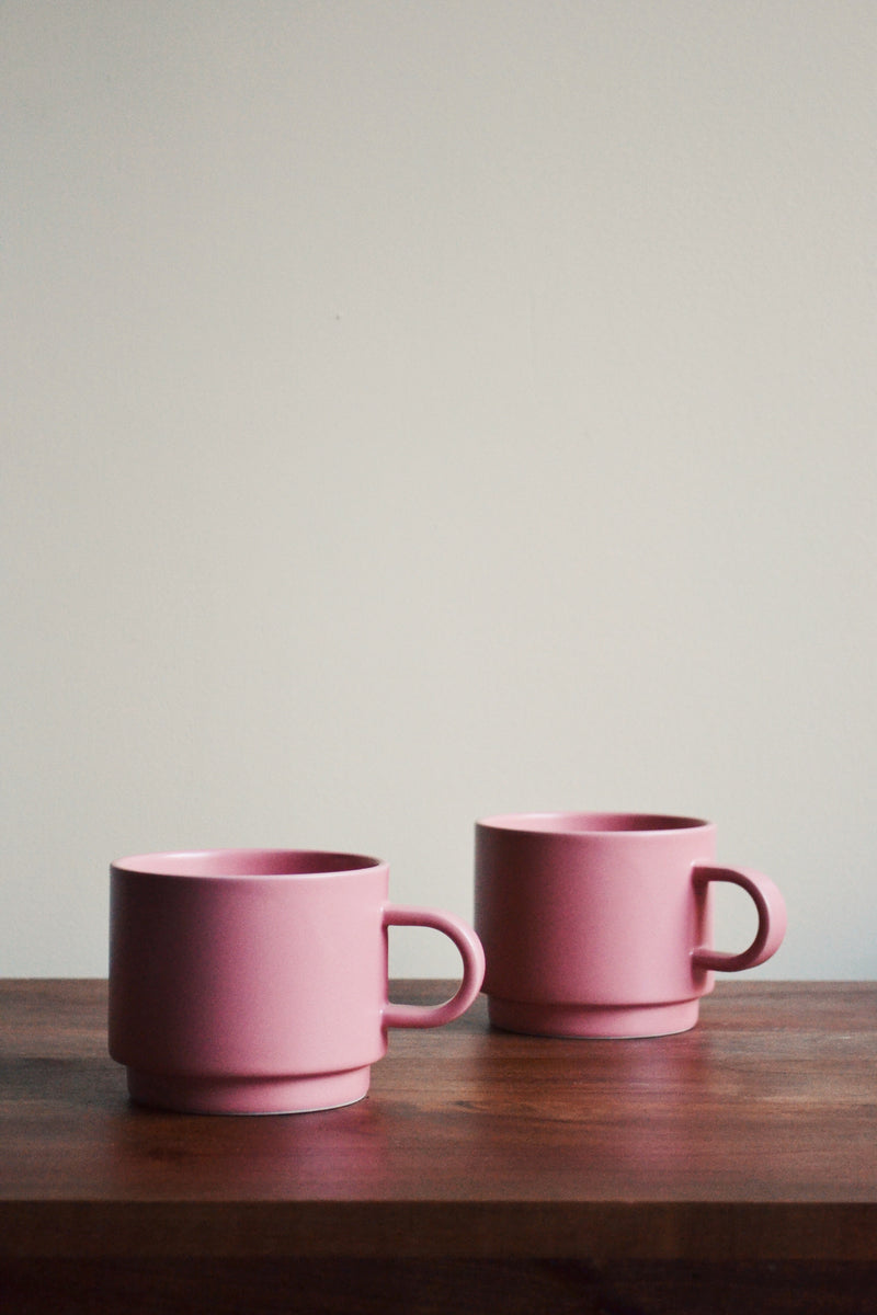 Set of Two Stackable Mugs - Matt Dusty Pink