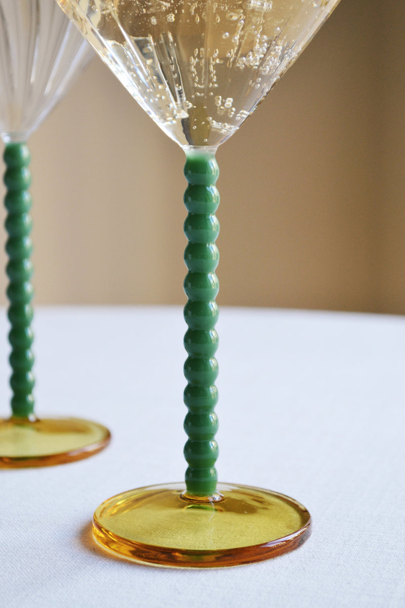 Set of Two Orange and Green Coupes Glasses