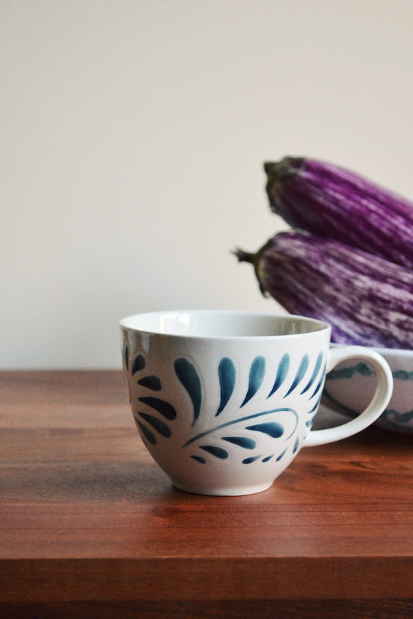 Blue Embossed Patterned Mug