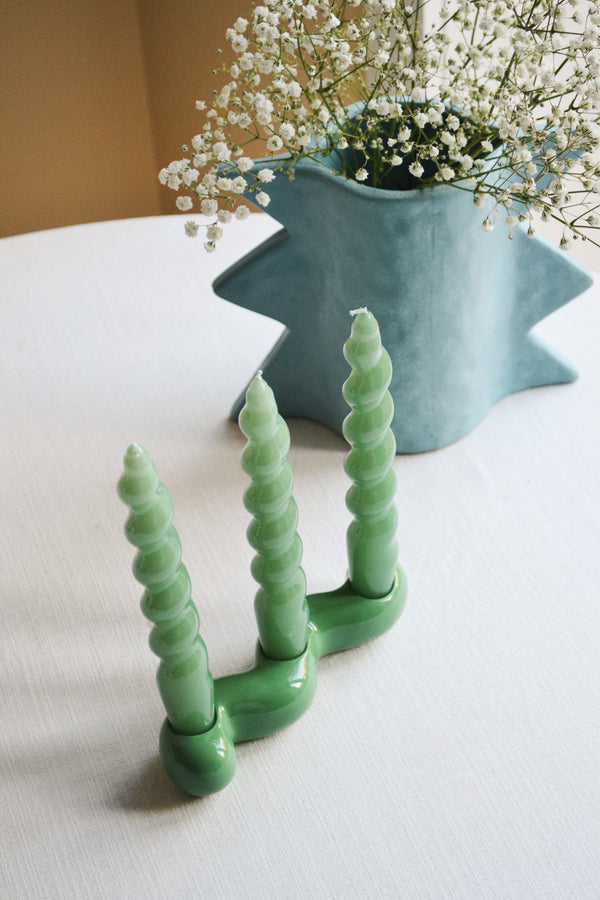 Green Wiggle Candle Holder
