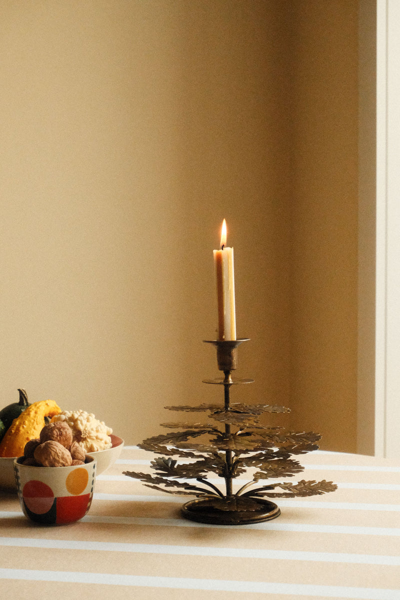 Antique Gold Oak Leaf Candle Holder