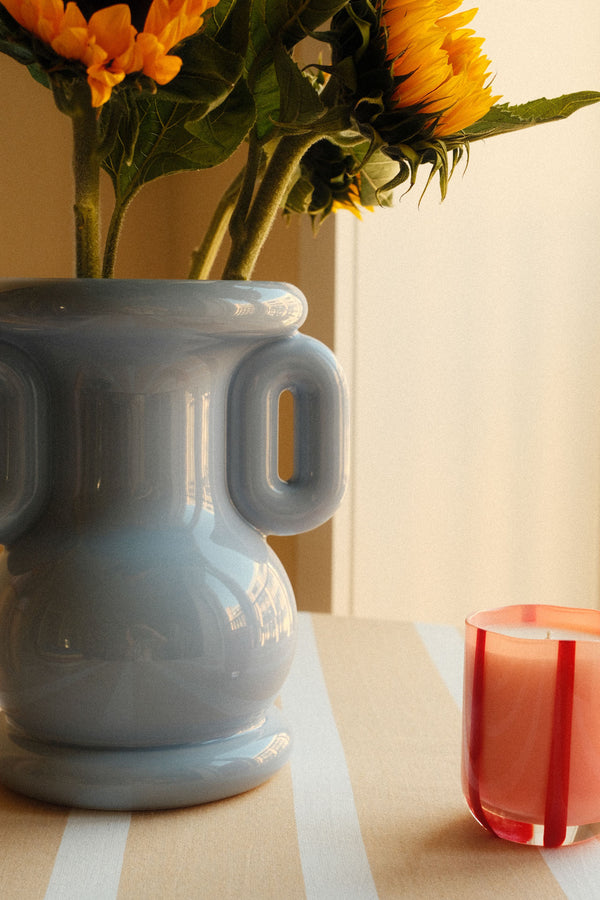 Pale Blue Greek Amphora Stoneware Vase