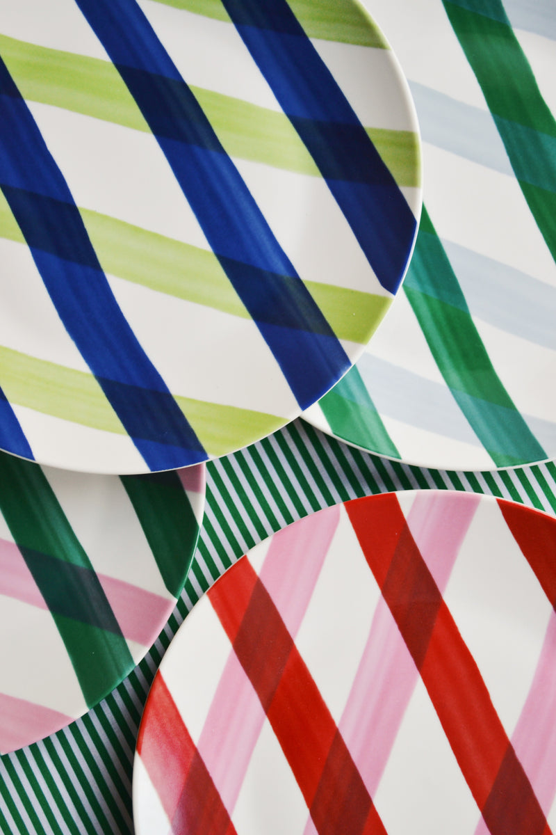 Check Graphic Porcelain Plate - Four Colours Available