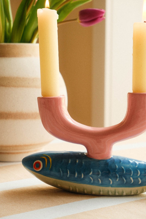 Ceramic Fish Double Candle Holder