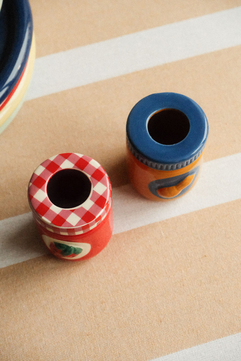 Set of Two Peanut Butter and Jam Ceramic Candle Holders