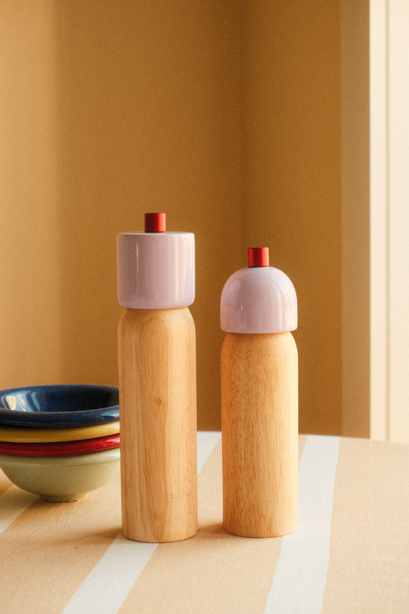 Salt and Pepper Grinder - Lilac and Red - Two Sizes Available