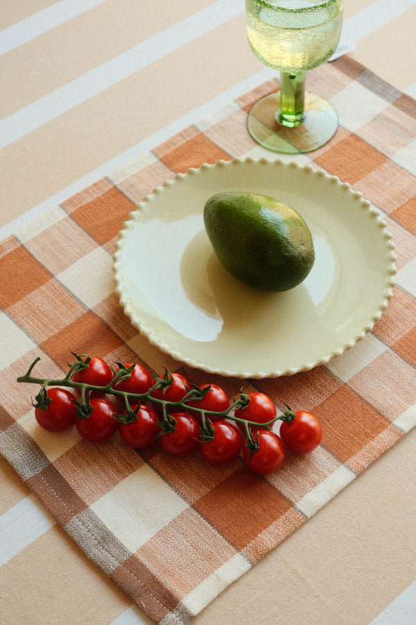Stoneware Hay Yellow Green Bobble Lunch Plate